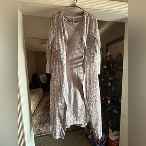 2 piece grey Elegant Lace Overlay Dress NEW in size XL Womens